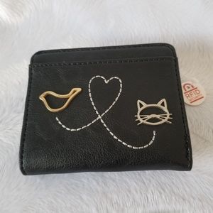 Relic RFID Black Cat and Bird Billfold Wallet